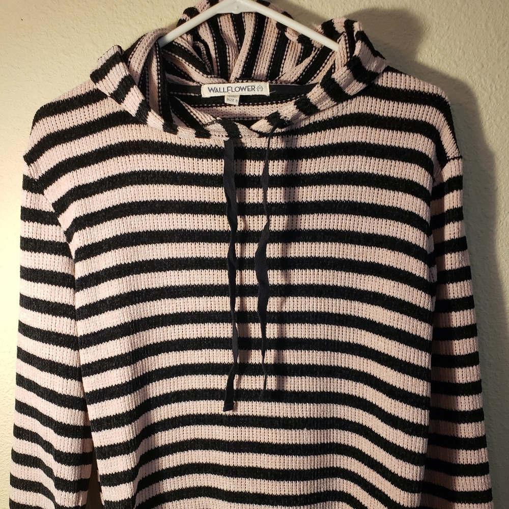 Juniors striped cute sweater hooded